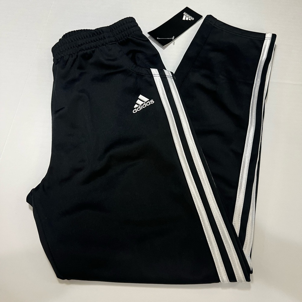 Adidas Black and White Joggers with Iconic Stripes